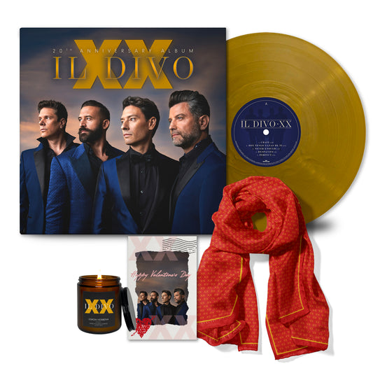 XX Gold Vinyl + Signed Valentine’s Day Card + XX Scarf + XX Candle